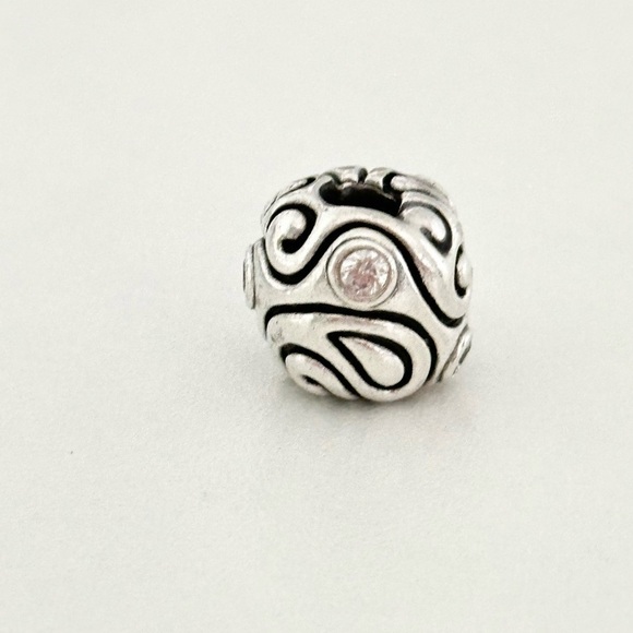 Pandora Sterling Large XL Rare Retired Clear CZ Day Dream Swirls Bead Charm - Picture 4 of 6